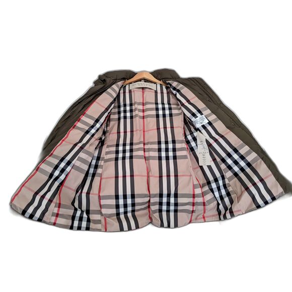 Women's Burberry Brit Long Quilted Hooded Puffer Winter Coat M - Picture 4 of 8